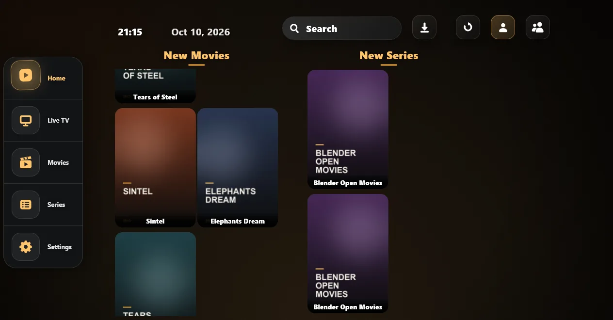 Amber Player's home screen on Windows